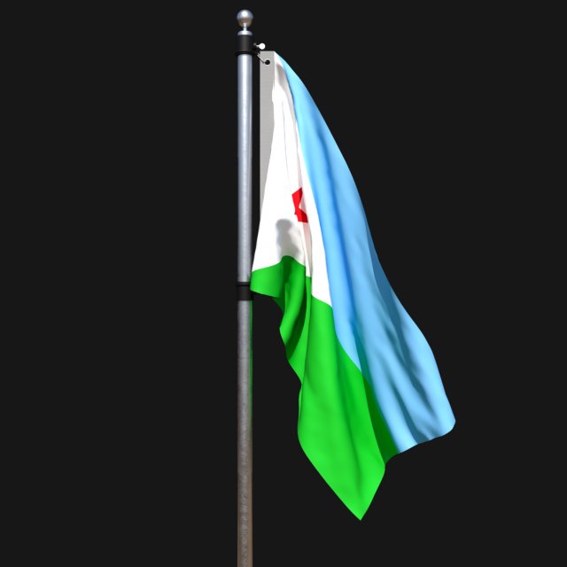 Flag of djibouti 02 Modelo 3D .c4d .max .obj .3ds .fbx .stl .blend 