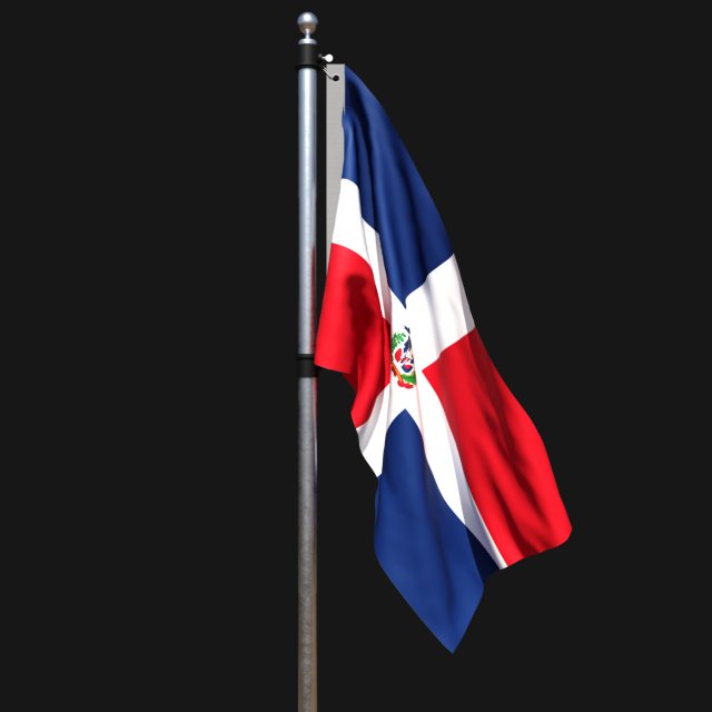 Flag of dominican republic 02 3D Model .c4d .max .obj .3ds .fbx .stl .blend 