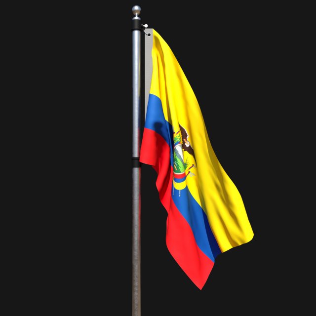 Flag of ecuador 02 3D Model .c4d .max .obj .3ds .fbx .stl .blend 