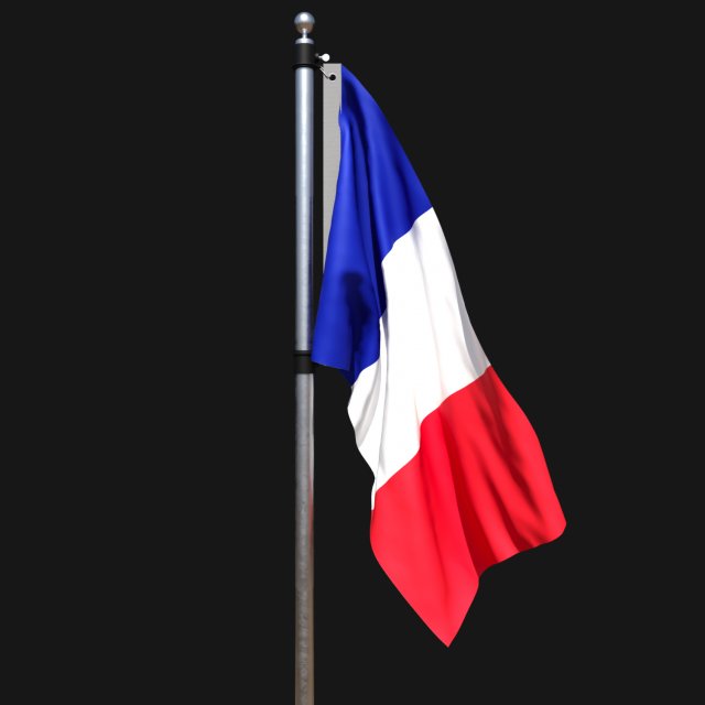 Flag of france 02 Modello 3D .c4d .max .obj .3ds .fbx .stl .blend 