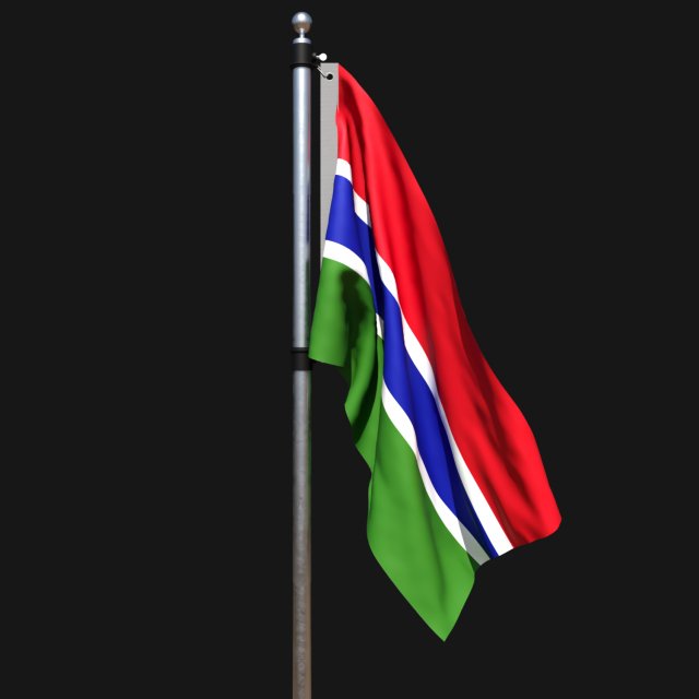 Flag of gambia 02 3D Model .c4d .max .obj .3ds .fbx .stl .blend 