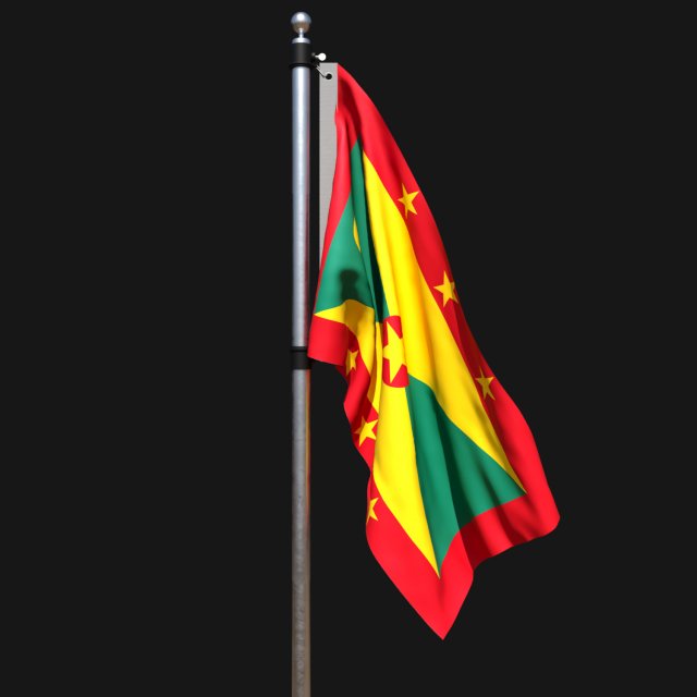 Flag of grenada 02 3D Model .c4d .max .obj .3ds .fbx .stl .blend 