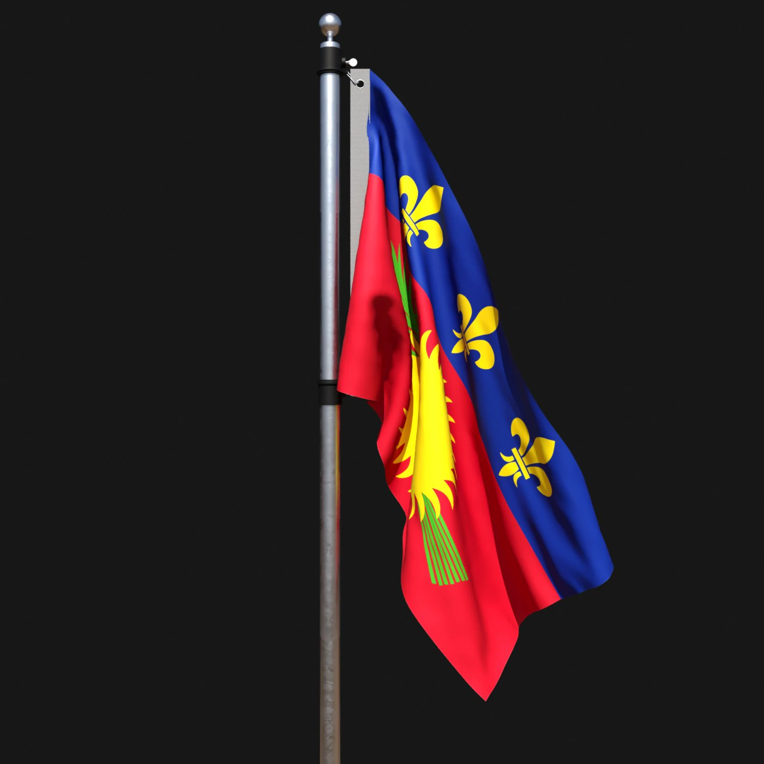 Flag of guadeloupe 02 3D Model .c4d .max .obj .3ds .fbx .stl .blend 