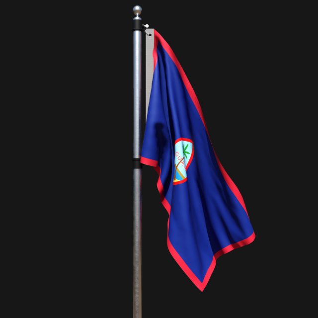 Flag of guam 02 Model 3D .c4d .max .obj .3ds .fbx .stl .blend 