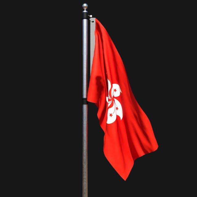 Flag of hongkong 02 3D Модель .c4d .max .obj .3ds .fbx .stl .blend 