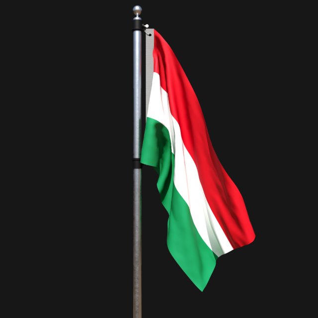 Flag of hungary 02 3D Model .c4d .max .obj .3ds .fbx .stl .blend 