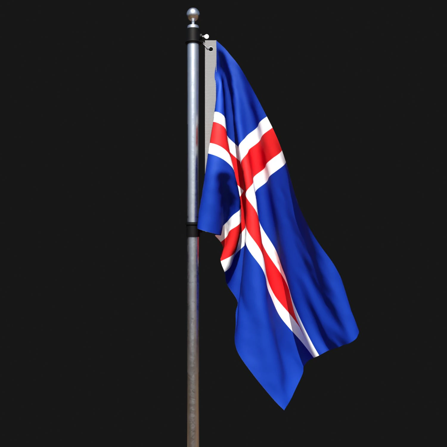 Flag of iceland 02 3D Model .c4d .max .obj .3ds .fbx .stl .blend 