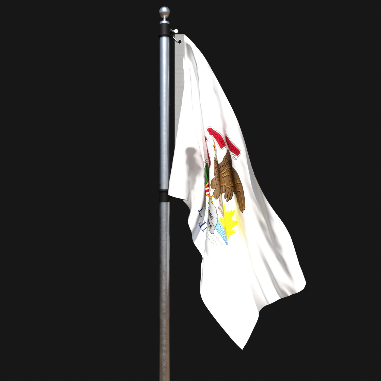 Flag of illinois 02 3D Model .c4d .max .obj .3ds .fbx .stl .blend 