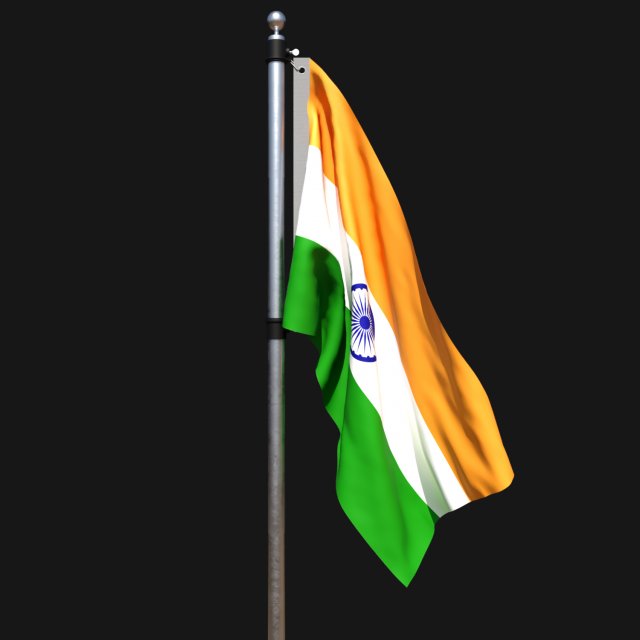 Flag of india 02 3D Model .c4d .max .obj .3ds .fbx .stl .blend 