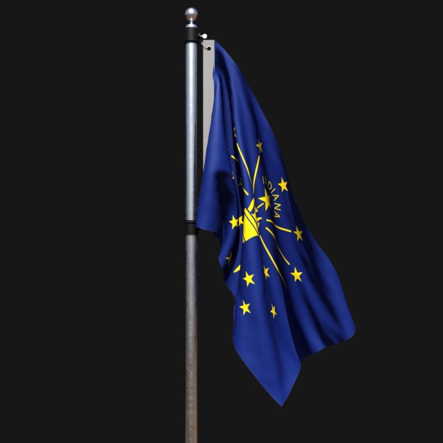 Flag of indiana 02 3D Модель .c4d .max .obj .3ds .fbx .stl .blend 