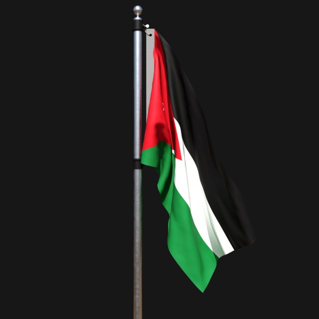 Flag of jordan 02 3D Model .c4d .max .obj .3ds .fbx .stl .blend 