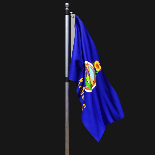 Flag of kansas 02 3D Модель .c4d .max .obj .3ds .fbx .stl .blend
