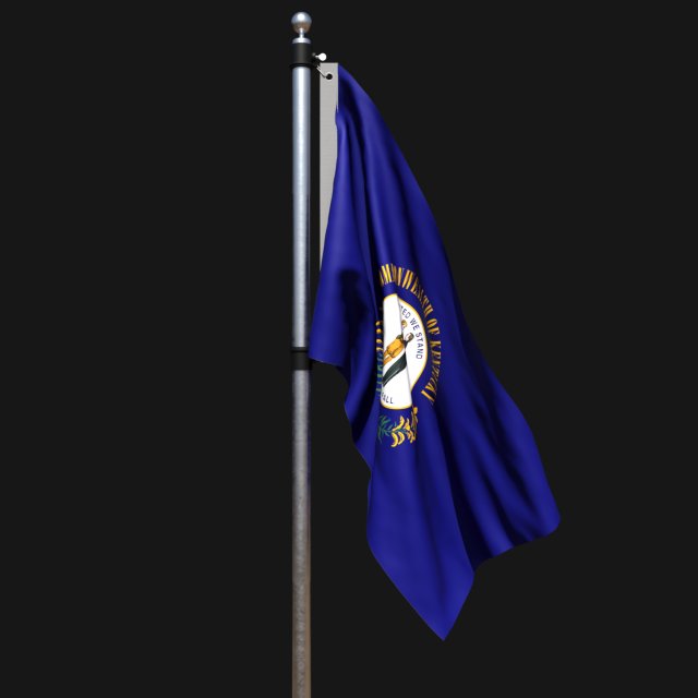 Flag of kentucky 02 3D Модель .c4d .max .obj .3ds .fbx .stl .blend 