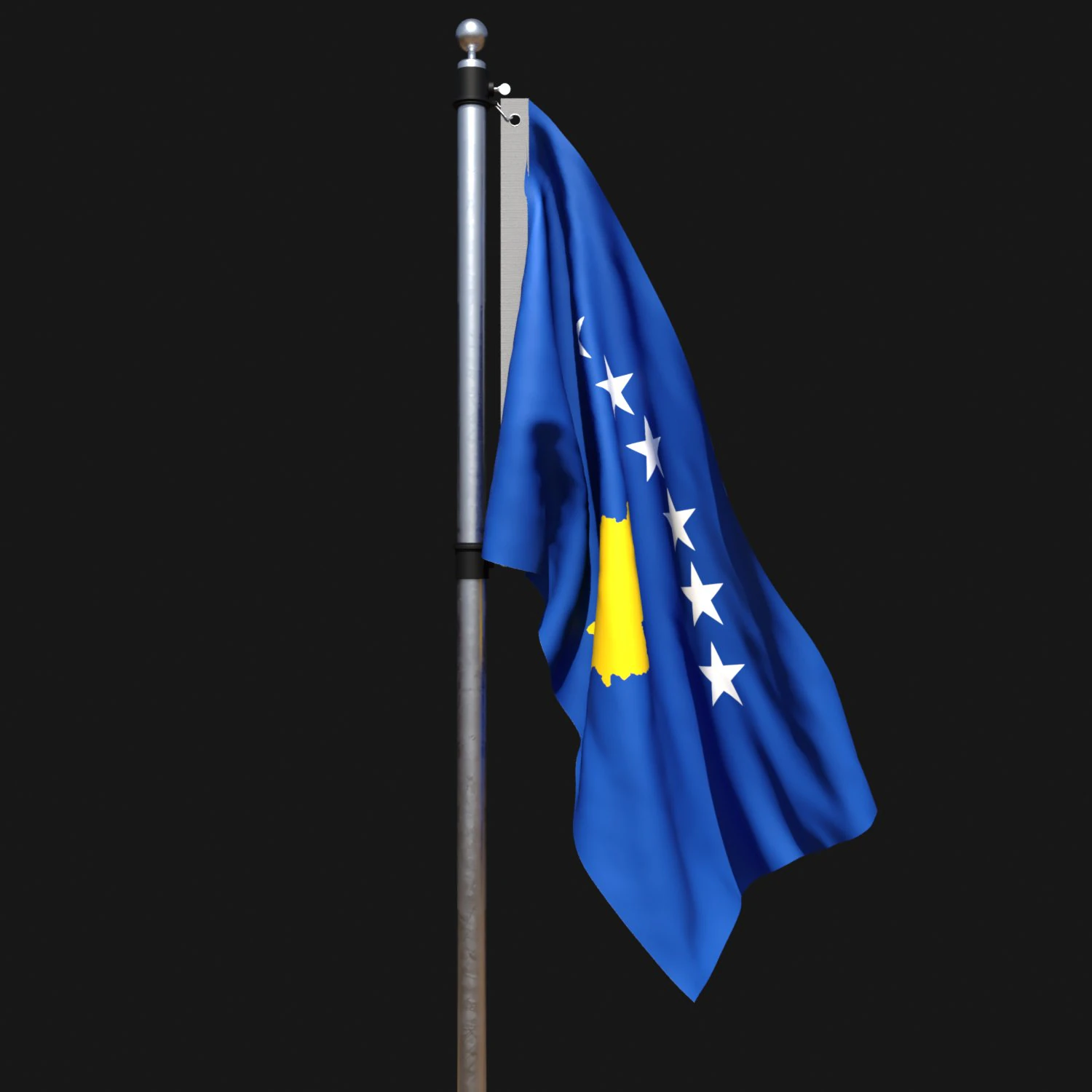 Flag of kosovo 02 3D Model .c4d .max .obj .3ds .fbx .stl .blend 