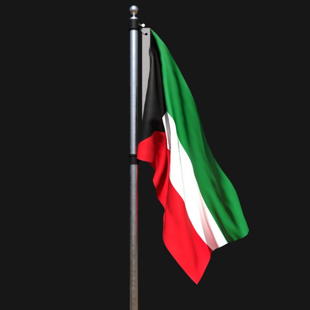 Flag of kuwait 02 Model 3D .c4d .max .obj .3ds .fbx .stl .blend 