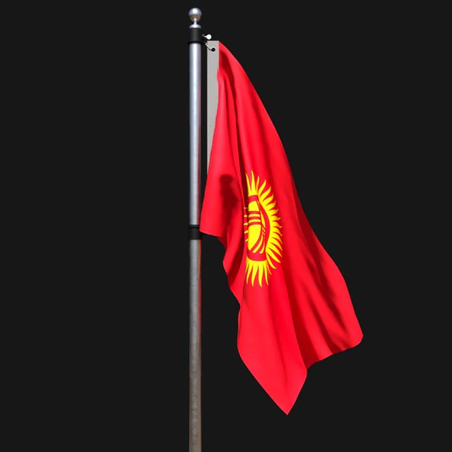 Flag of kyrgyzstan 02 3D Model .c4d .max .obj .3ds .fbx .stl .blend 