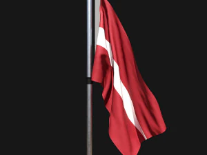 라트비아의 국기 02 3D 모델