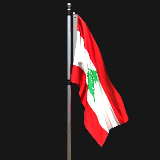Flag of lebanon 02 3D Model .c4d .max .obj .3ds .fbx .stl .blend 