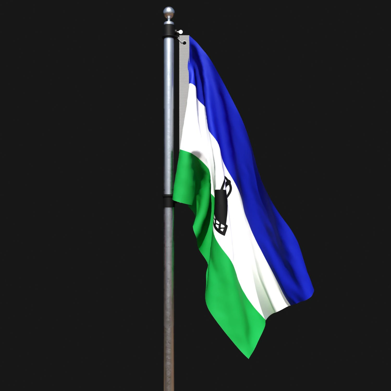 Flag of lesotho 02 3D Model .c4d .max .obj .3ds .fbx .stl .blend 