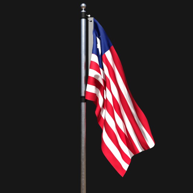 Flag of liberia 02 3D 모델 .c4d .max .obj .3ds .fbx .stl .blend 