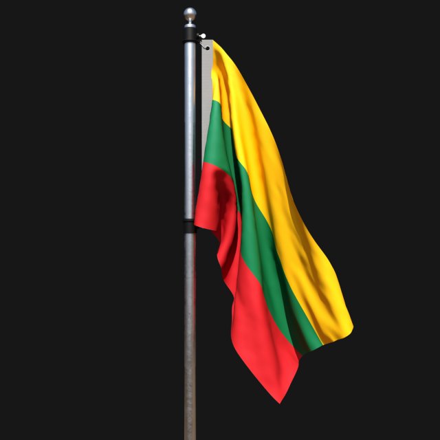 Flag of lithuania 02 3D Model .c4d .max .obj .3ds .fbx .stl .blend 
