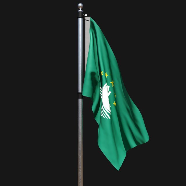 Flag of macau 02 Model 3D .c4d .max .obj .3ds .fbx .stl .blend 