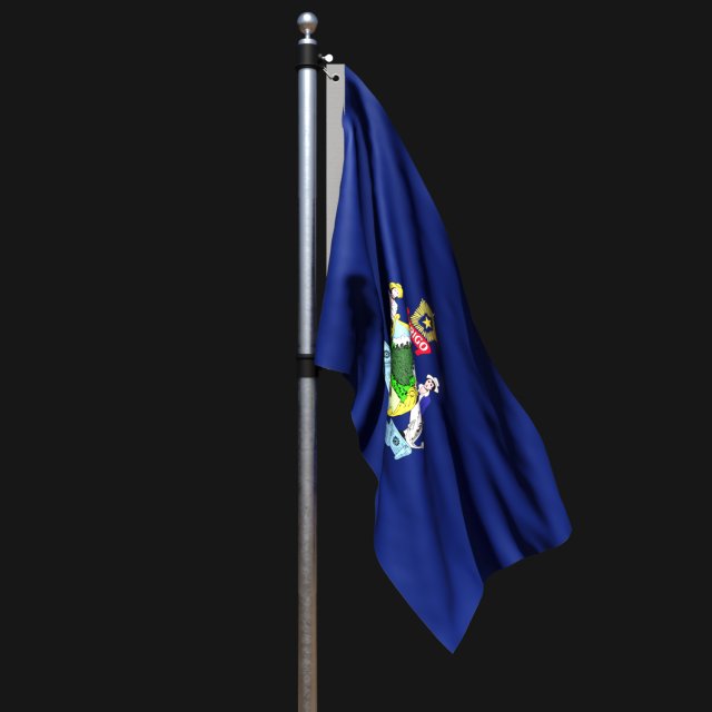 Flag of maine 02 Model 3D .c4d .max .obj .3ds .fbx .stl .blend 