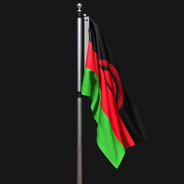 Flag of malawi 02 3D Model .c4d .max .obj .3ds .fbx .stl .blend 