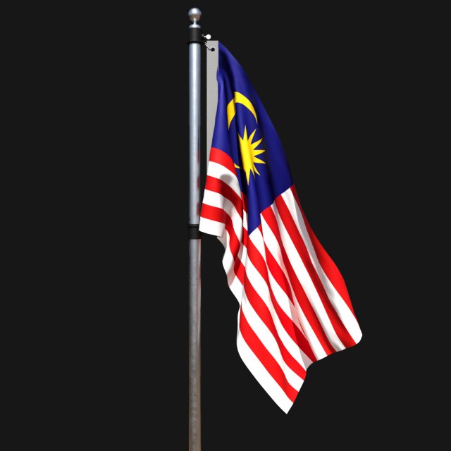 Flag of malaysia 02 3D Модель .c4d .max .obj .3ds .fbx .stl .blend 