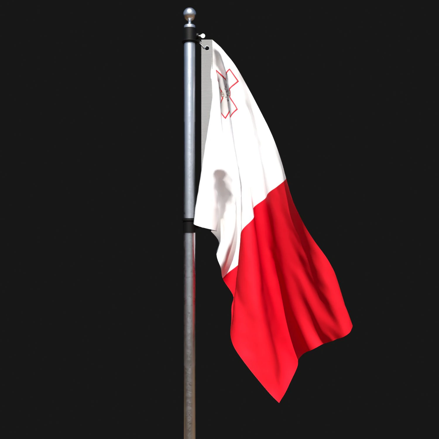 Flag of malta 02 3D Model .c4d .max .obj .3ds .fbx .stl .blend 