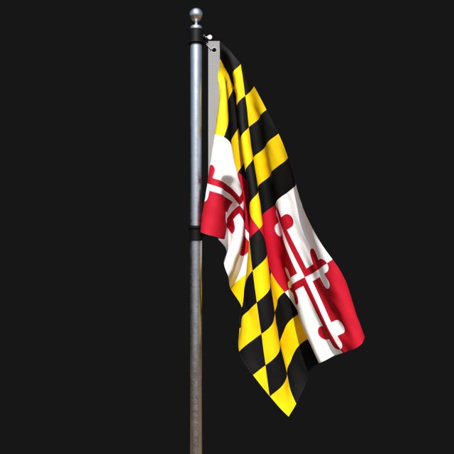 Flag of maryland 02 3D Model .c4d .max .obj .3ds .fbx .stl .blend 