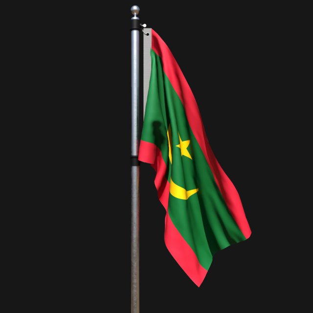 Flag of mauritania 02 3Dモデル .c4d .max .obj .3ds .fbx .stl .blend 