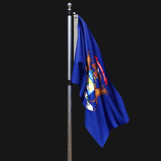 Flag of michigan 02 3D 모델 .c4d .max .obj .3ds .fbx .stl .blend 