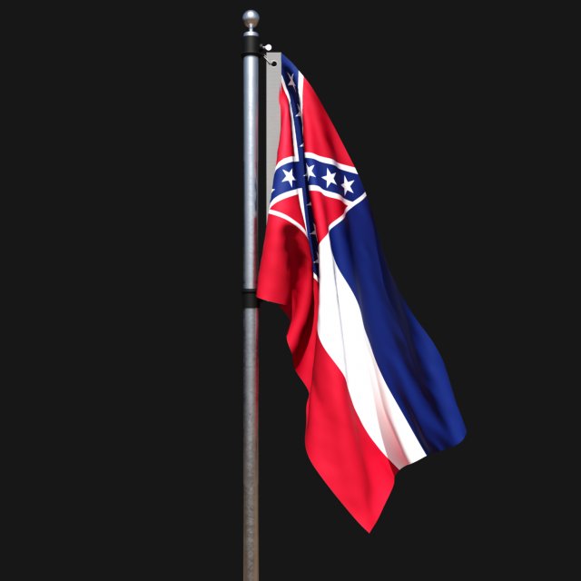 Flag of mississippi 02 3D Модель .c4d .max .obj .3ds .fbx .stl .blend