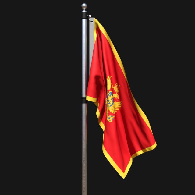 Flag of montenegro 02 3D 模型 .c4d .max .obj .3ds .fbx .stl .blend 