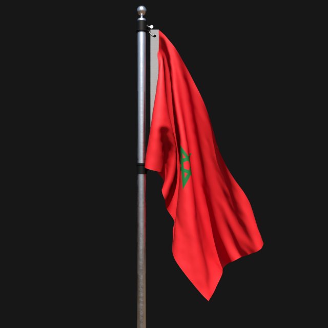 Flag of morocco 02 3D Model .c4d .max .obj .3ds .fbx .stl .blend 