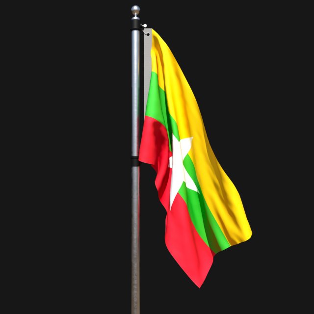 Flag of myanmar 02 3D Модель .c4d .max .obj .3ds .fbx .stl .blend 
