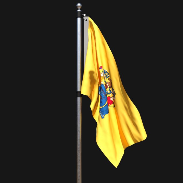Flag of new jersey 02 3D Model .c4d .max .obj .3ds .fbx .stl .blend 