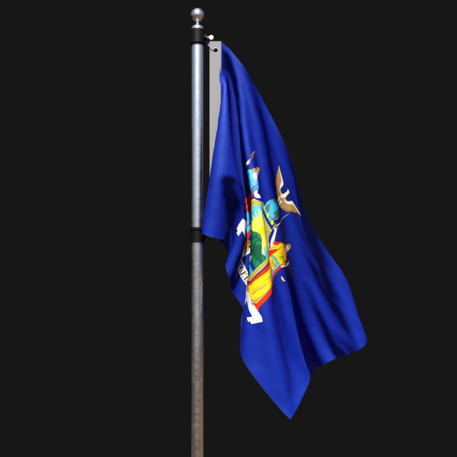 Flag of new york 02 3D Model .c4d .max .obj .3ds .fbx .stl .blend 