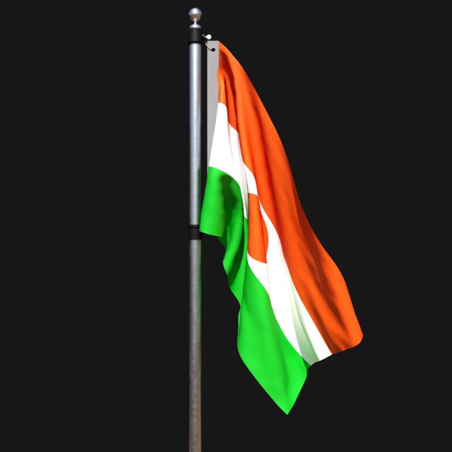 Flag of niger 02 3D 모델 .c4d .max .obj .3ds .fbx .stl .blend 