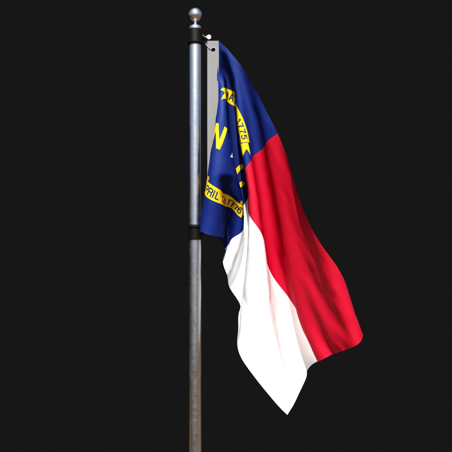 Flag of north carolina 02 3D Model .c4d .max .obj .3ds .fbx .stl .blend