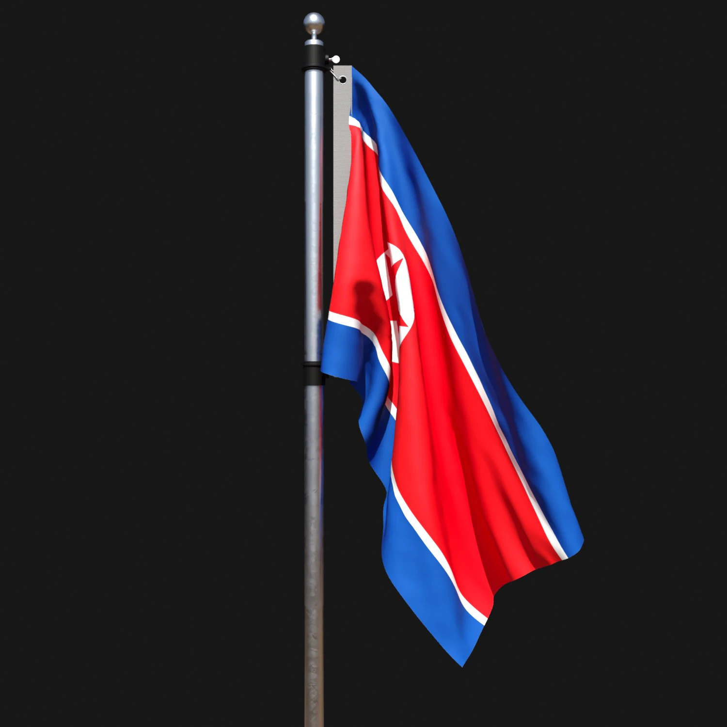 Flag of north korea 02 3D Model .c4d .max .obj .3ds .fbx .stl .blend 