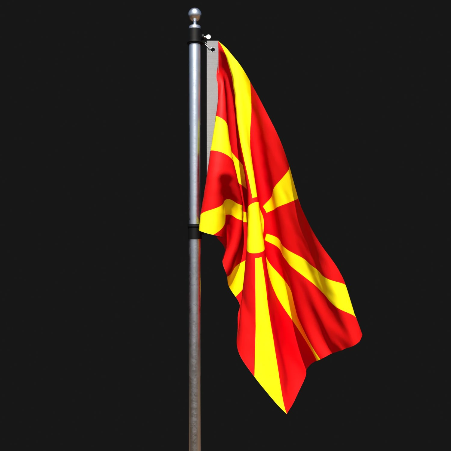 Flag of north macedonia 02 3D Model .c4d .max .obj .3ds .fbx .stl .blend