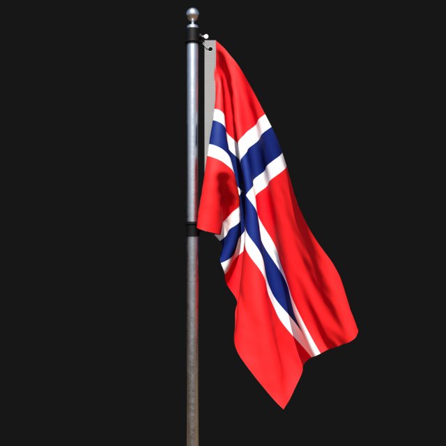 Flag of norway 02 3D Model .c4d .max .obj .3ds .fbx .stl .blend 
