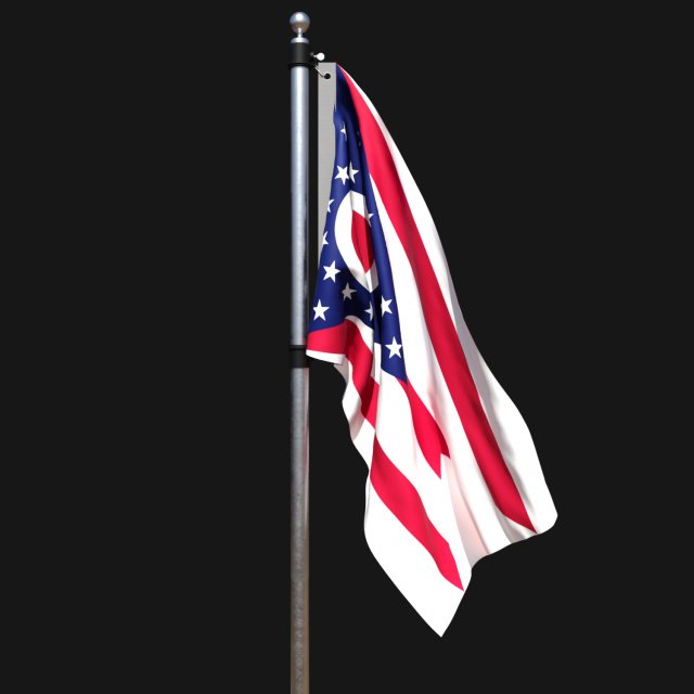 Flag of ohio 02 Modelo 3D .c4d .max .obj .3ds .fbx .stl .blend 