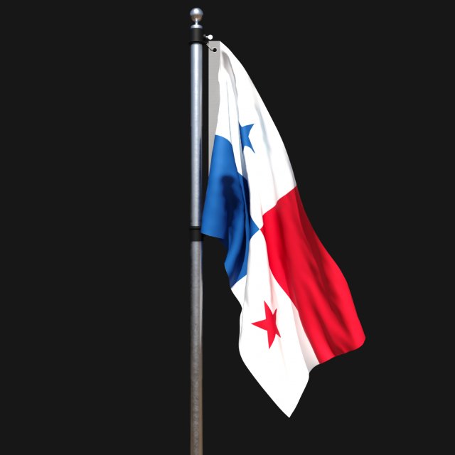 Flag of panama 02 3D Model .c4d .max .obj .3ds .fbx .stl .blend 