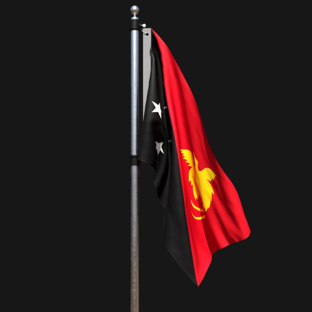 Flag of papua new guinea 02 3D Model .c4d .max .obj .3ds .fbx .stl .blend 