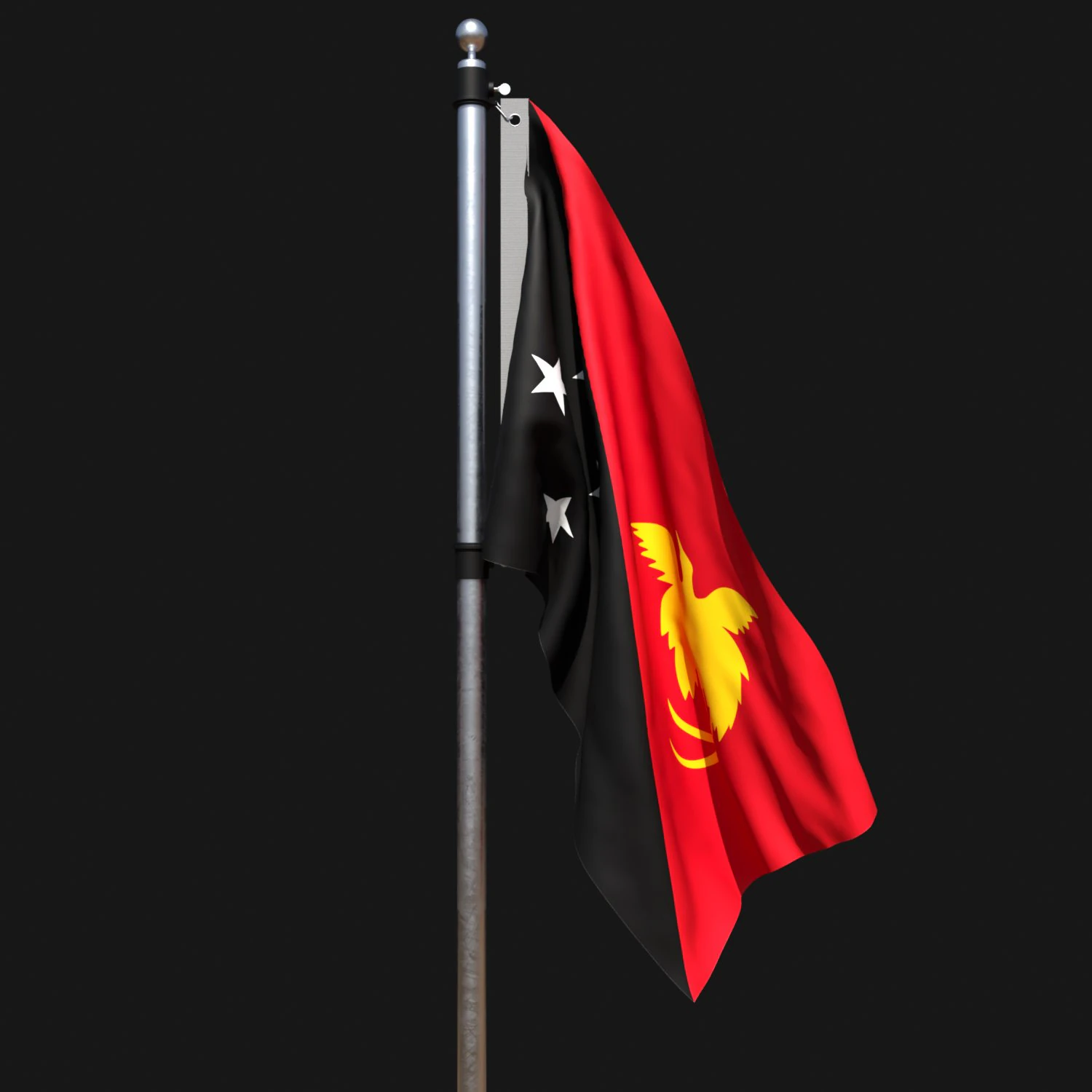 Flag of papua new guinea 02 3D Model .c4d .max .obj .3ds .fbx .stl .blend 