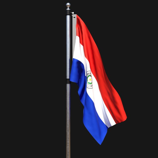 Flag of paraguay 02 3D मॉडल .c4d .max .obj .3ds .fbx .stl .blend