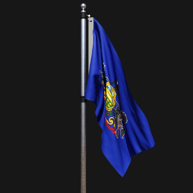 Flag of pennsylvania 02 3D Модель .c4d .max .obj .3ds .fbx .stl .blend 
